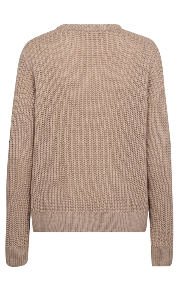 Freequent Strikbluse - Cox-Pullover - Simply Taupe W. Black