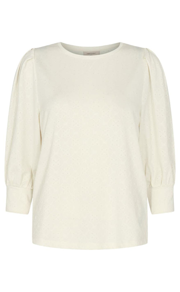 Freequent Bluse - Blond - Off. White