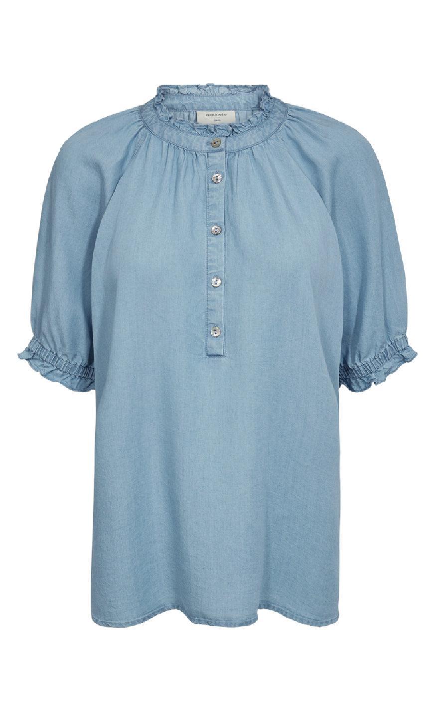Freequent Bluse - Carly - Light Blue Denim