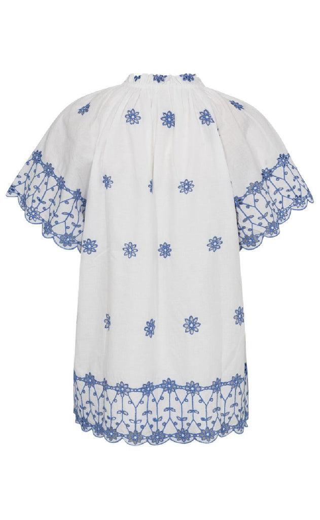 Freequent Bluse - Didi - Brilliant White w. Deep Ultrama