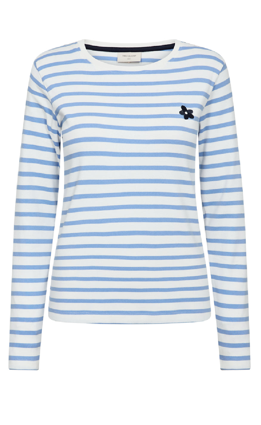 Freequent Bluse - Famila - Star Off-White w. Vista Blue