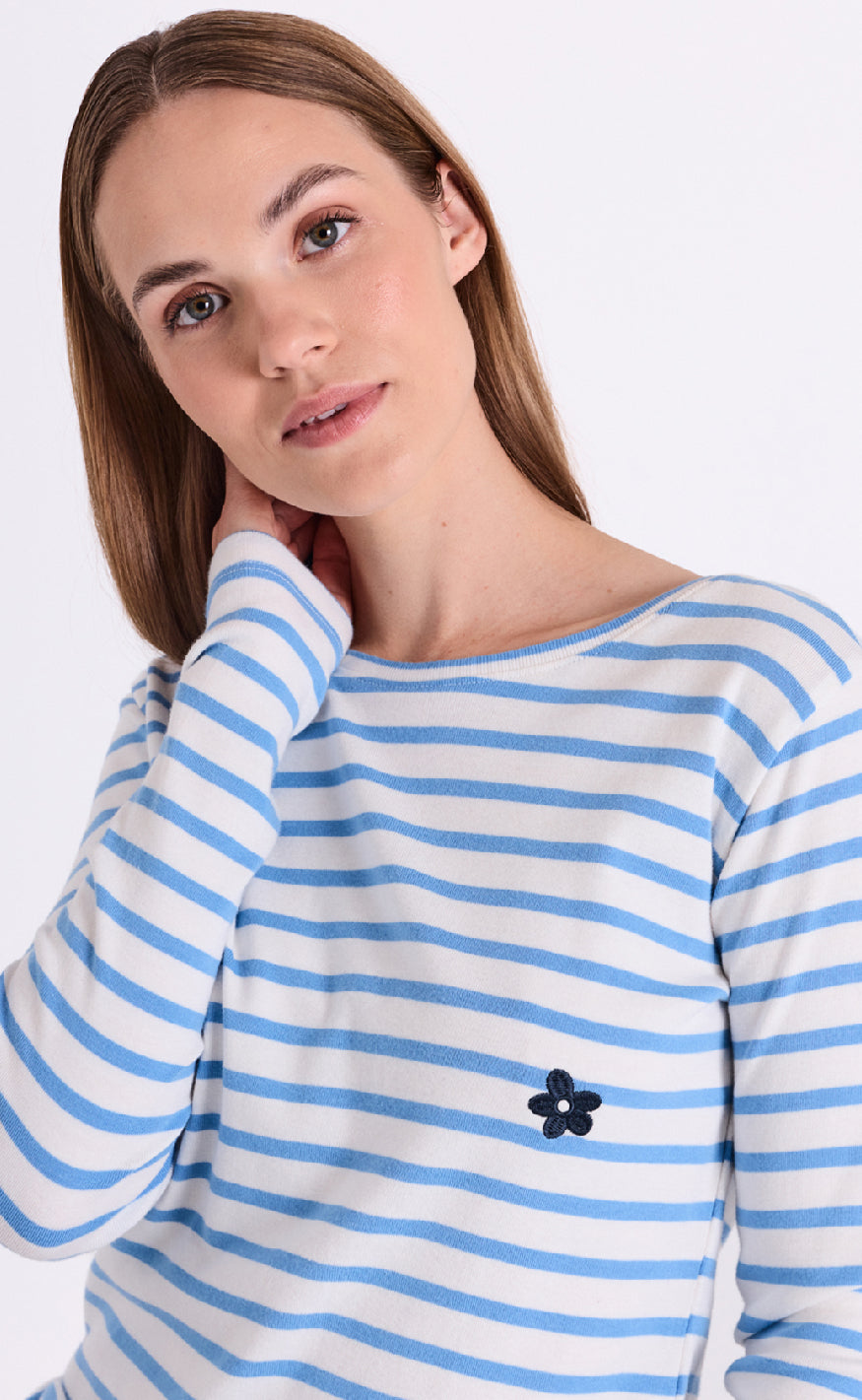 Freequent Bluse - Famila - Star Off-White w. Vista Blue