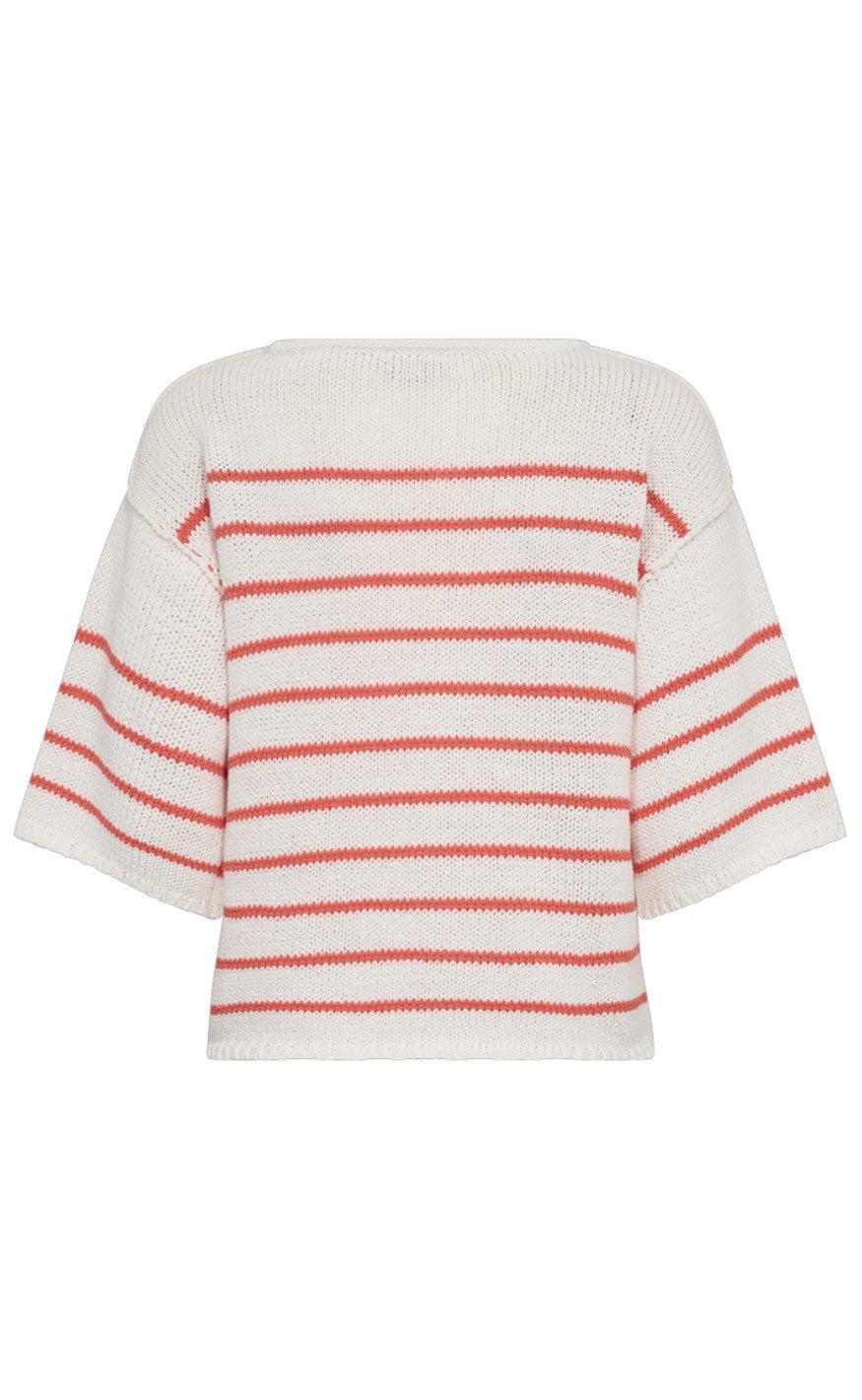 Freequent Bluse - Grande - Brilliant White w. Hot Coral