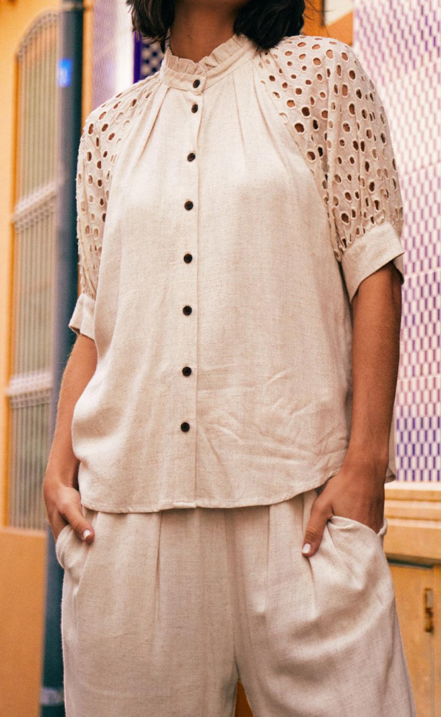 Freequent Bluse - Lara - Moonbeam Melange