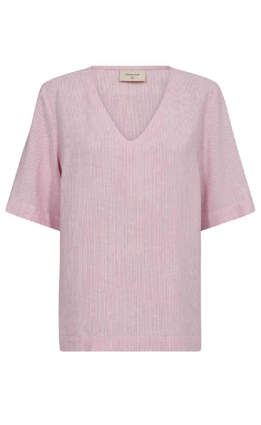 Freequent Bluse - Lava - Off White w. Fuchsia Pink