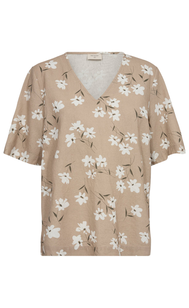 Freequent Bluse - Lava - Simply Taupe w. Off-white