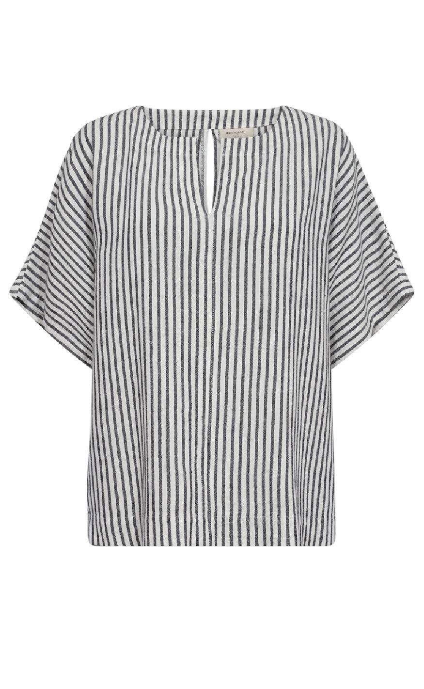 Freequent Bluse - Lavisco - Star Off-white w. Navy Blazer