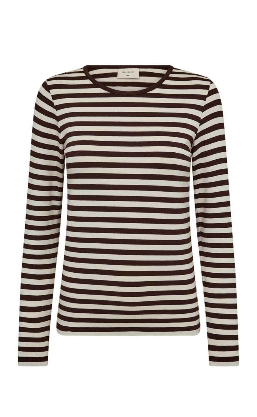 Freequent Bluse - Liana - Coffee Bean w. Moonbeam
