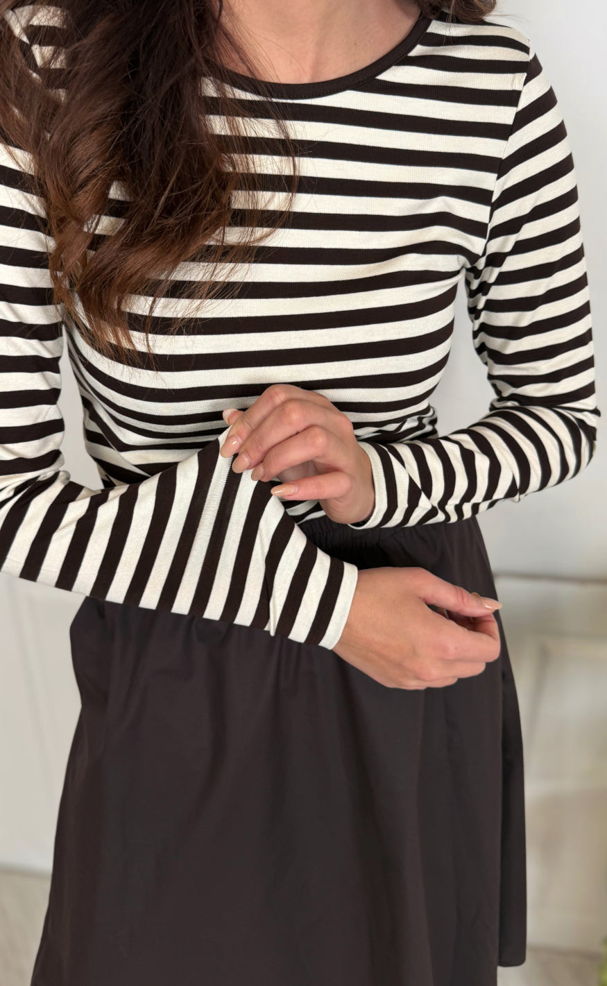 Freequent Bluse - Liana - Coffee Bean w. Star Off-white