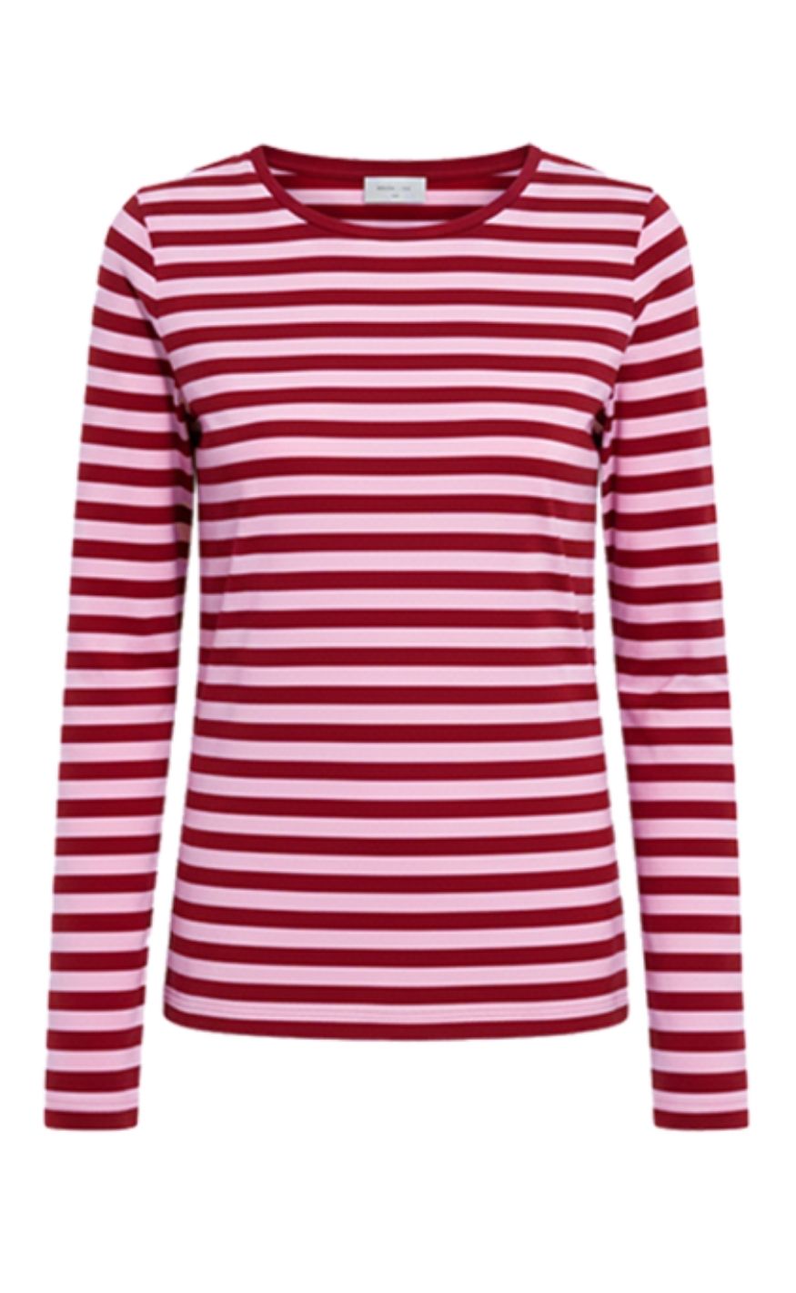 Freequent Bluse - Liana - True Red w. Sweet Lilac