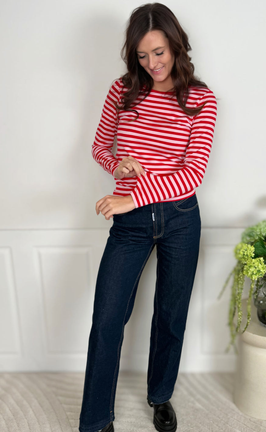 Freequent Bluse - Liana - True Red w. Sweet Lilac