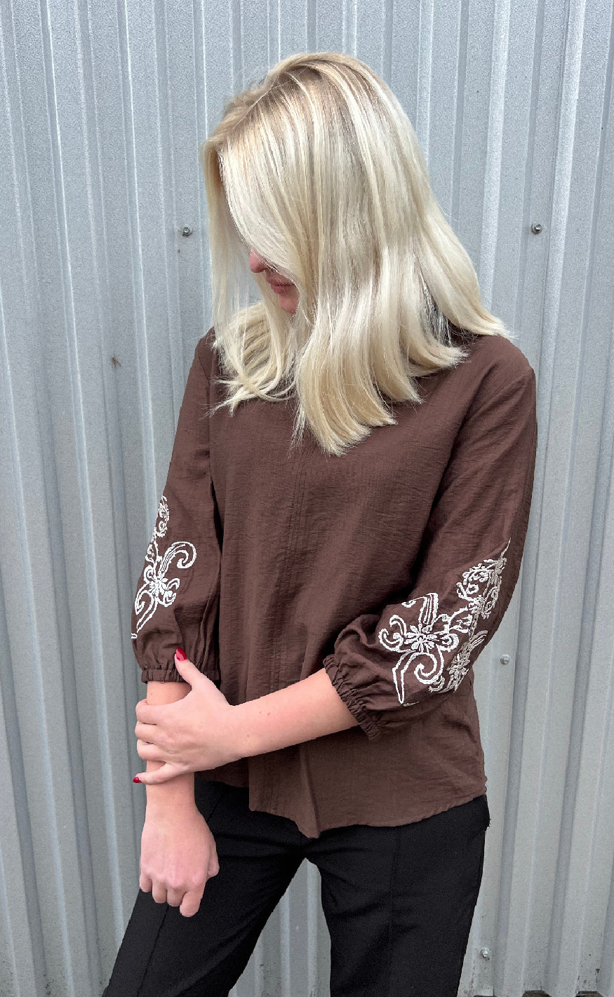 Freequent Bluse - Lindy - Coffee Bean w. Moonbeam