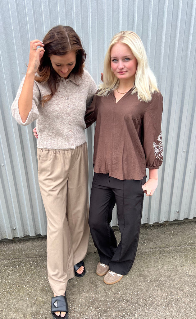 Freequent Bluse - Lindy - Coffee Bean w. Moonbeam