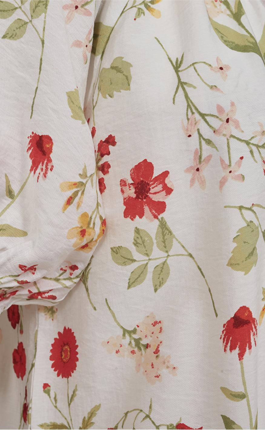 Freequent Bluse - Mele - Brilliant White w. Hot Coral