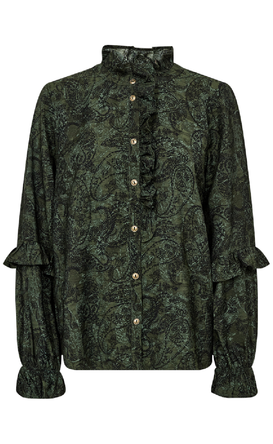 Freequent Bluse - Molin - Kombu Green w. Black