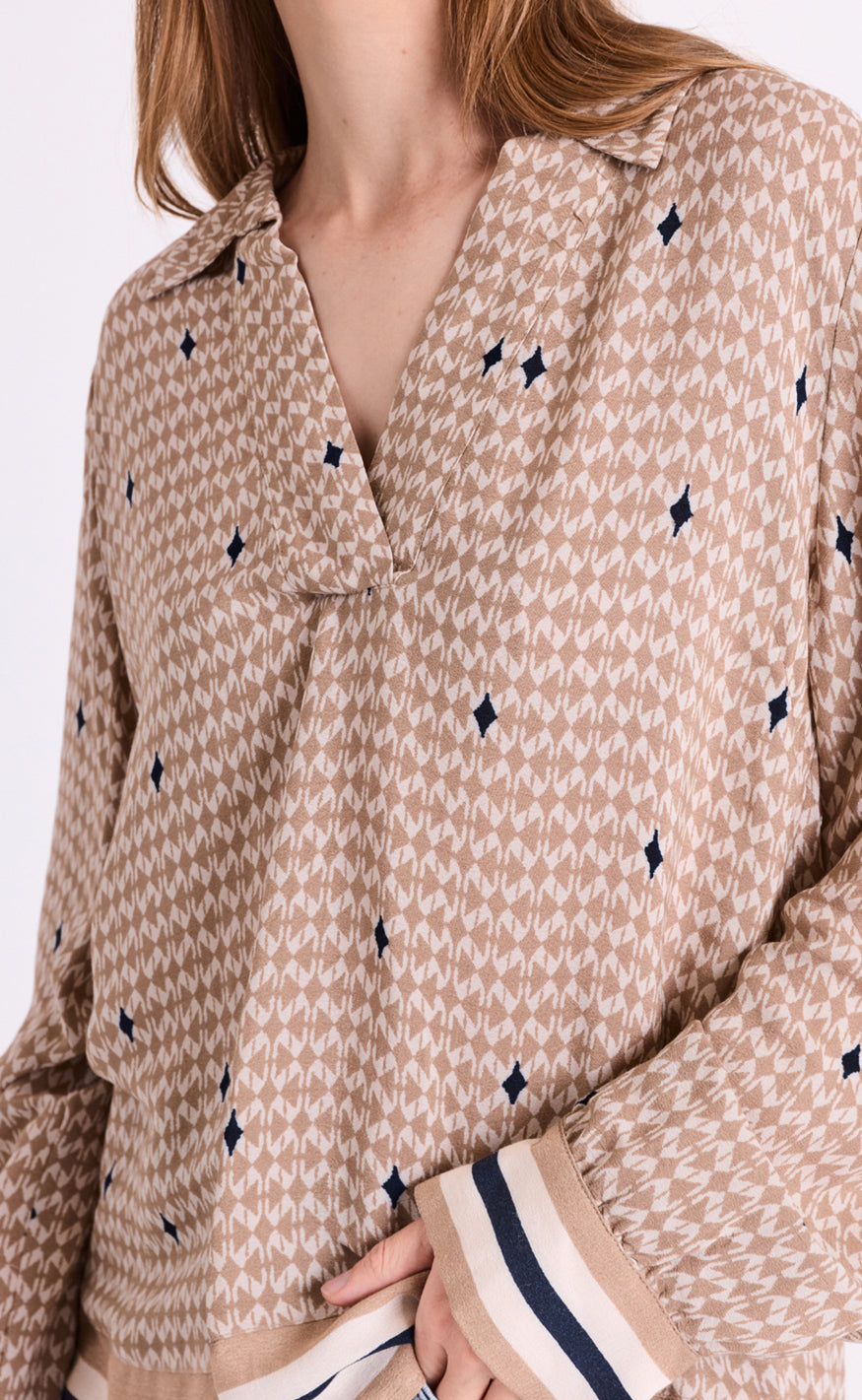 Freequent Bluse - Nisa - Silver Mink w. Moonbeam