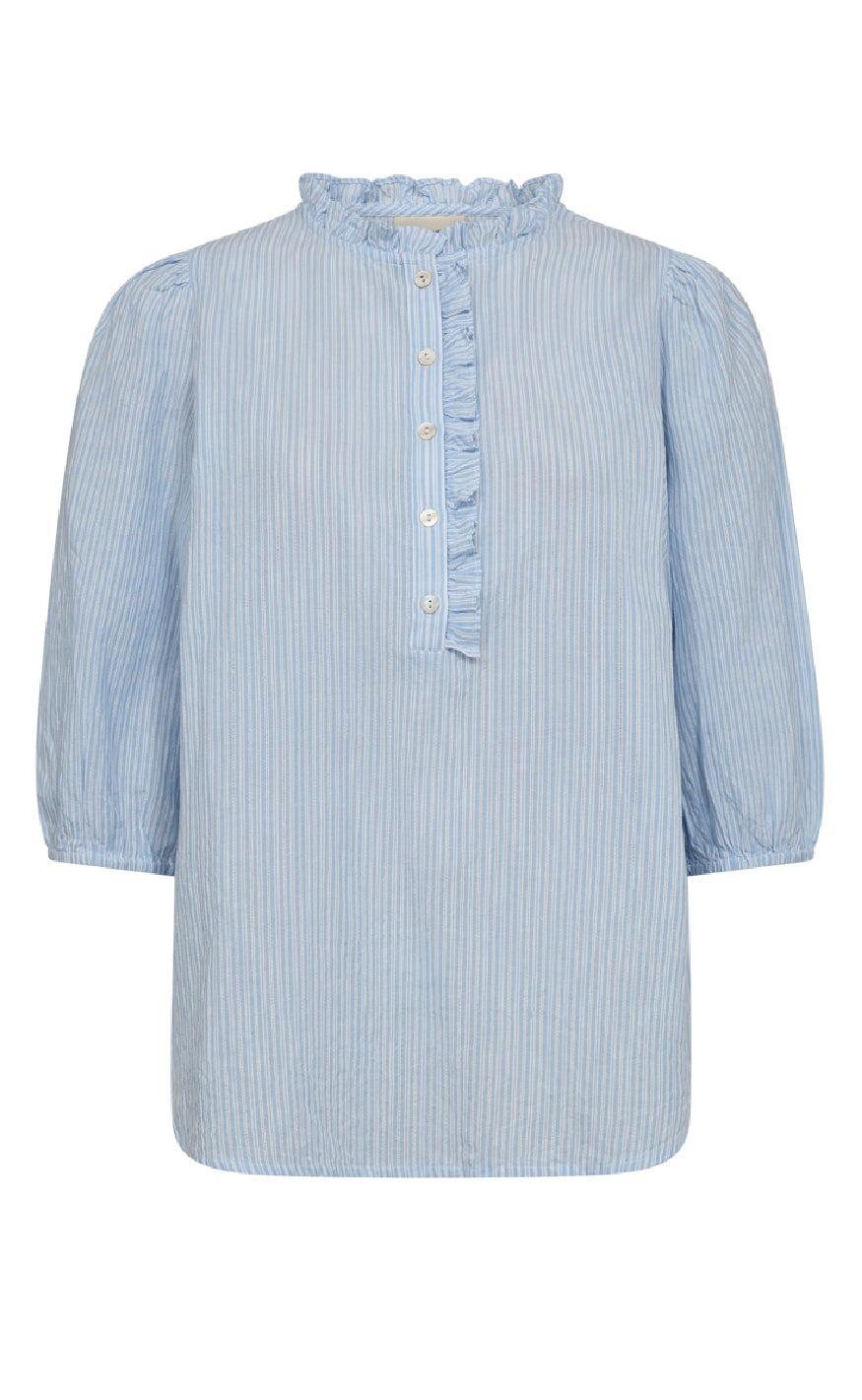 Freequent Bluse - Rolly - Chambray Blue w. Star Off-white