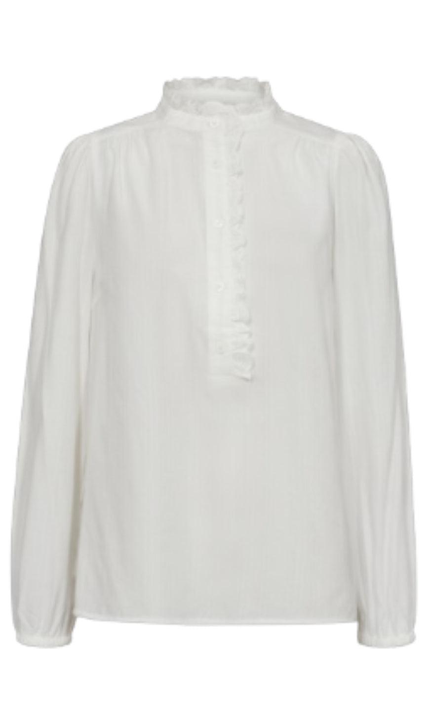 Freequent Bluse - Sea - Off White
