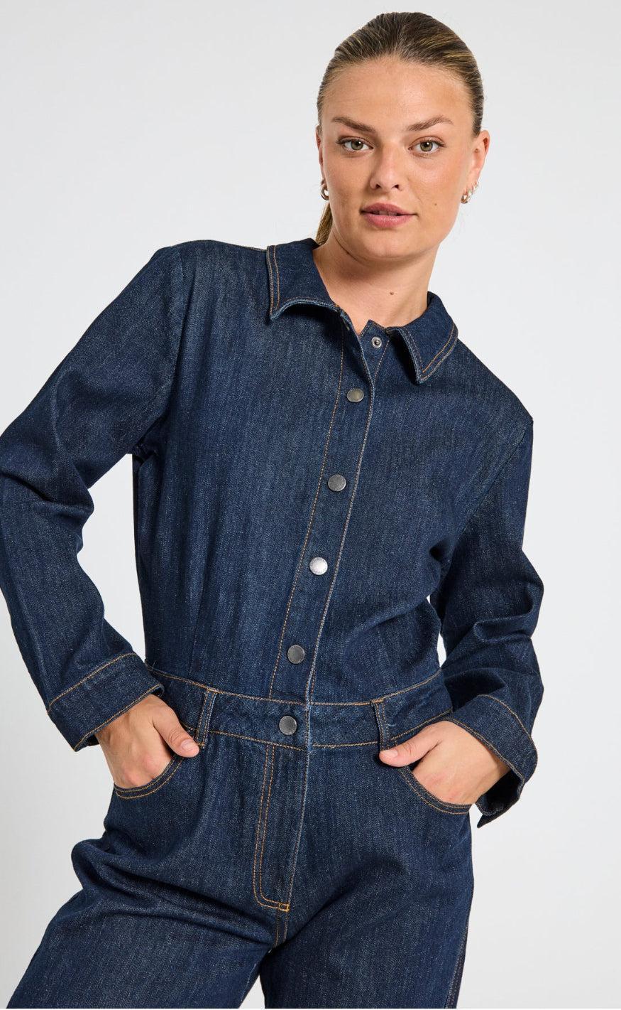 Freequent Buksedragt - Filoy - Dark Blue Denim