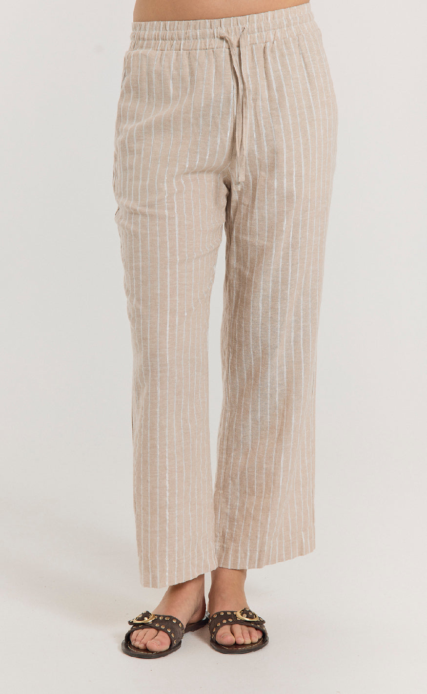 Freequent Bukser - Lalux - Sand Melange w. Off-White