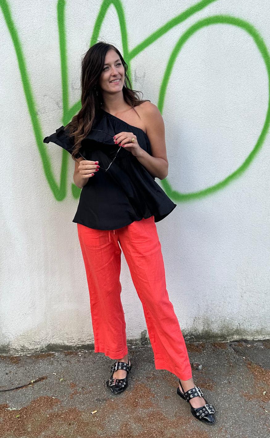 Freequent Bukser - Lava Ankle - Hot Coral