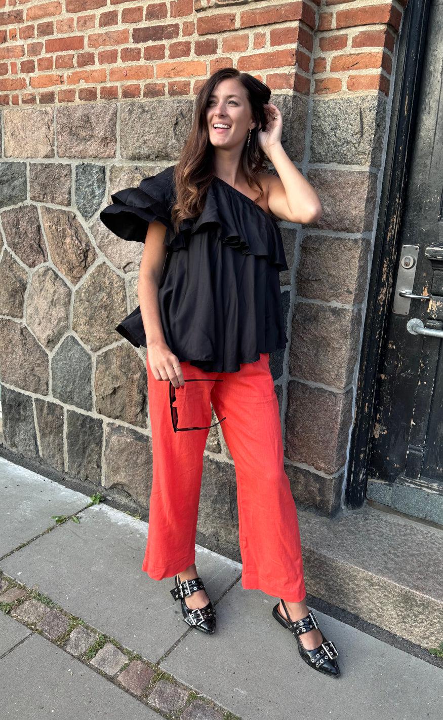 Freequent Bukser - Lava Ankle - Hot Coral