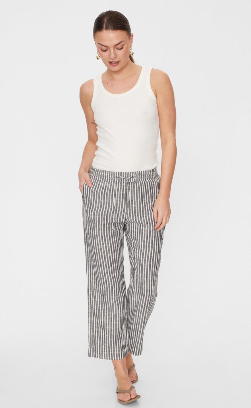 Freequent Bukser - Lava - Black W. Off White