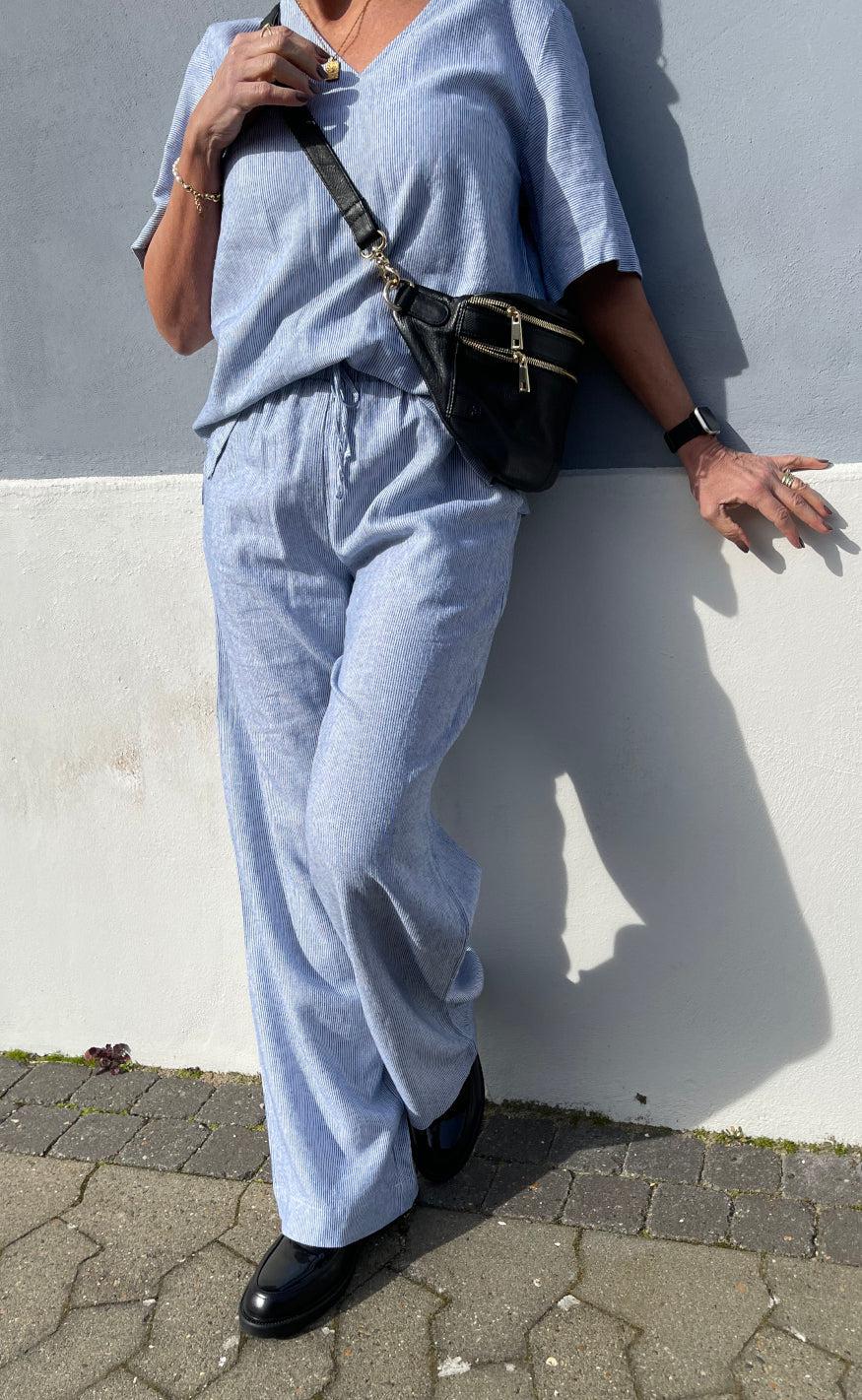 Freequent Bukser - Lava - Off White w. Nebulas Blue