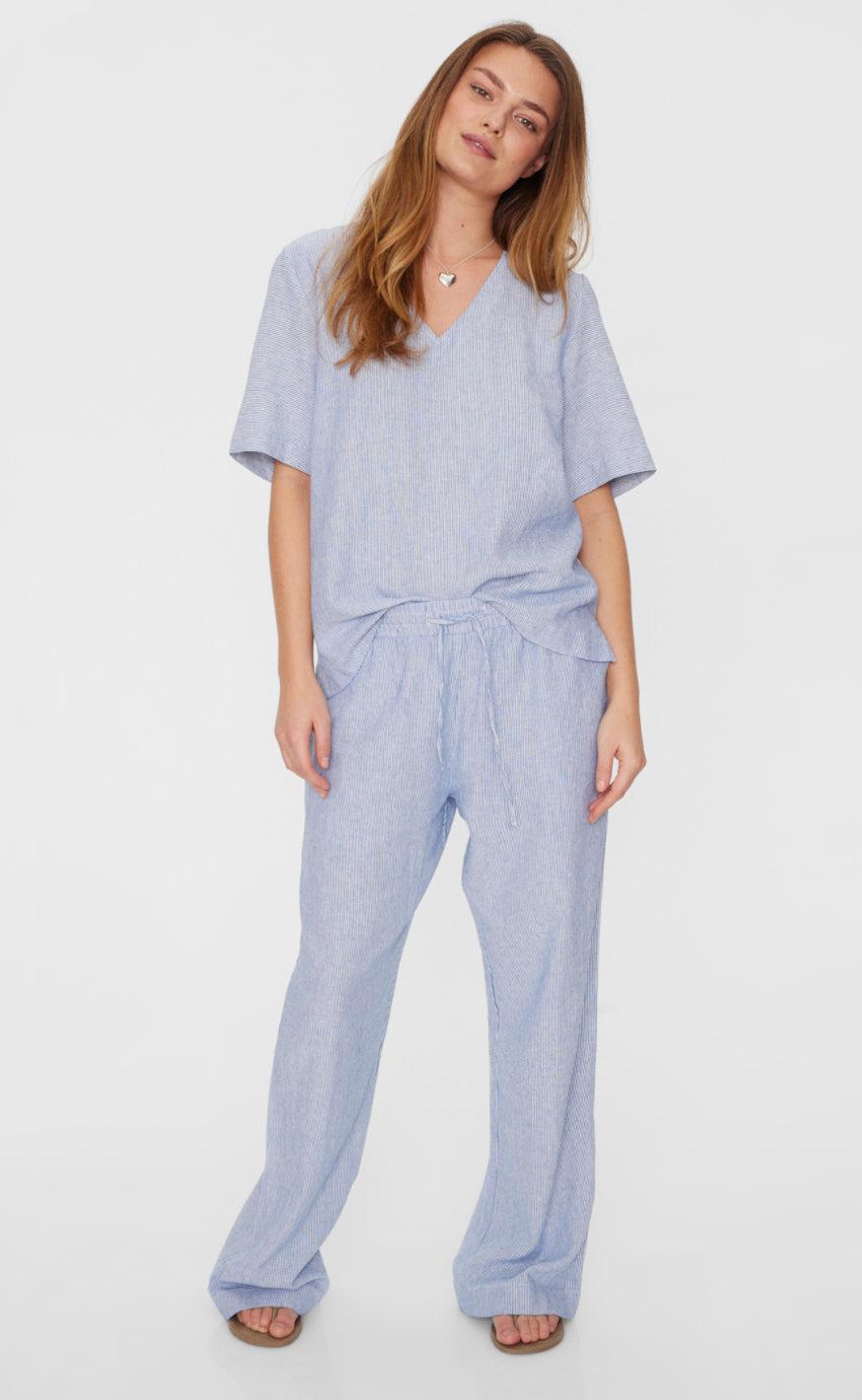 Freequent Bukser - Lava - Off White w. Nebulas Blue