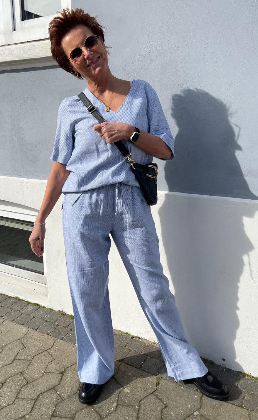 Freequent Bukser - Lava - Off White w. Nebulas Blue