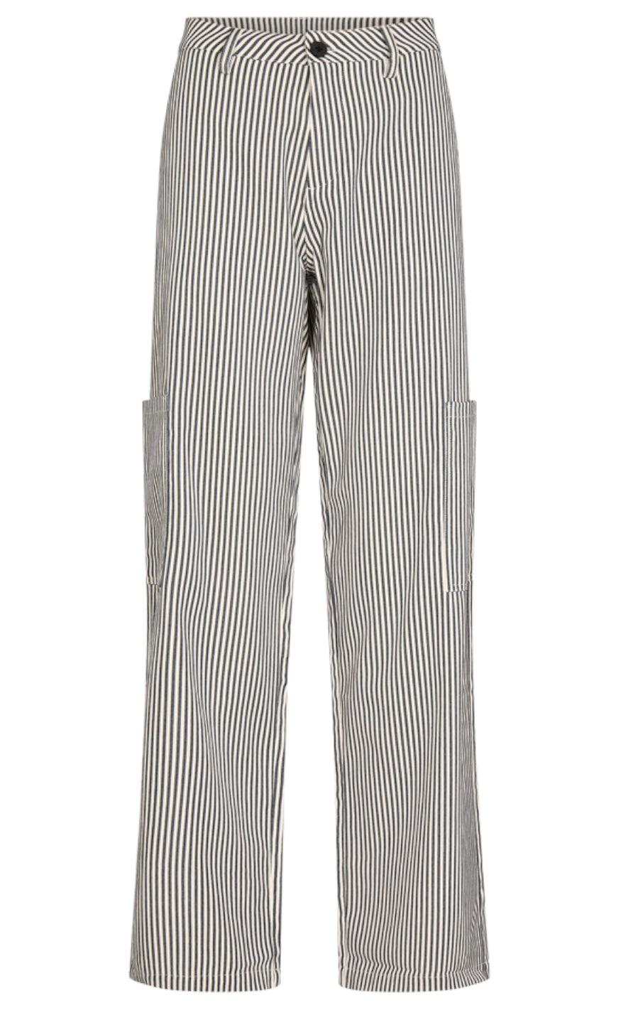 Freequent Bukser - Mella - Medieval Blue W. Off-White