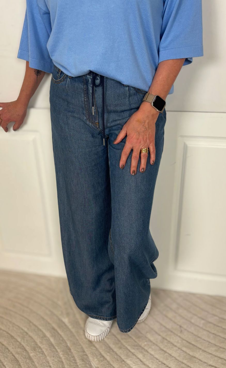 Freequent Bukser - Milo Wide - Medium Blue Denim