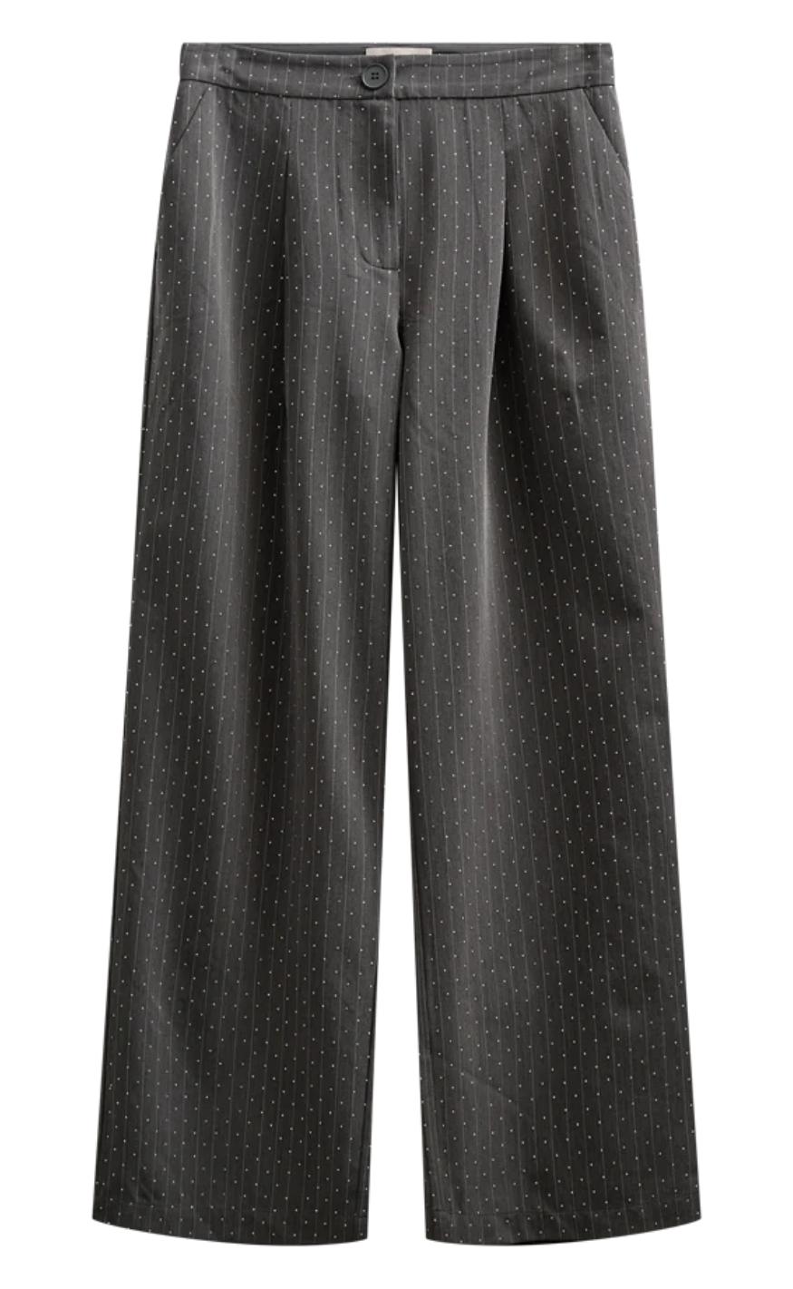 Freequent Bukser - Widy - Dark Grey Mel w Star Off-white