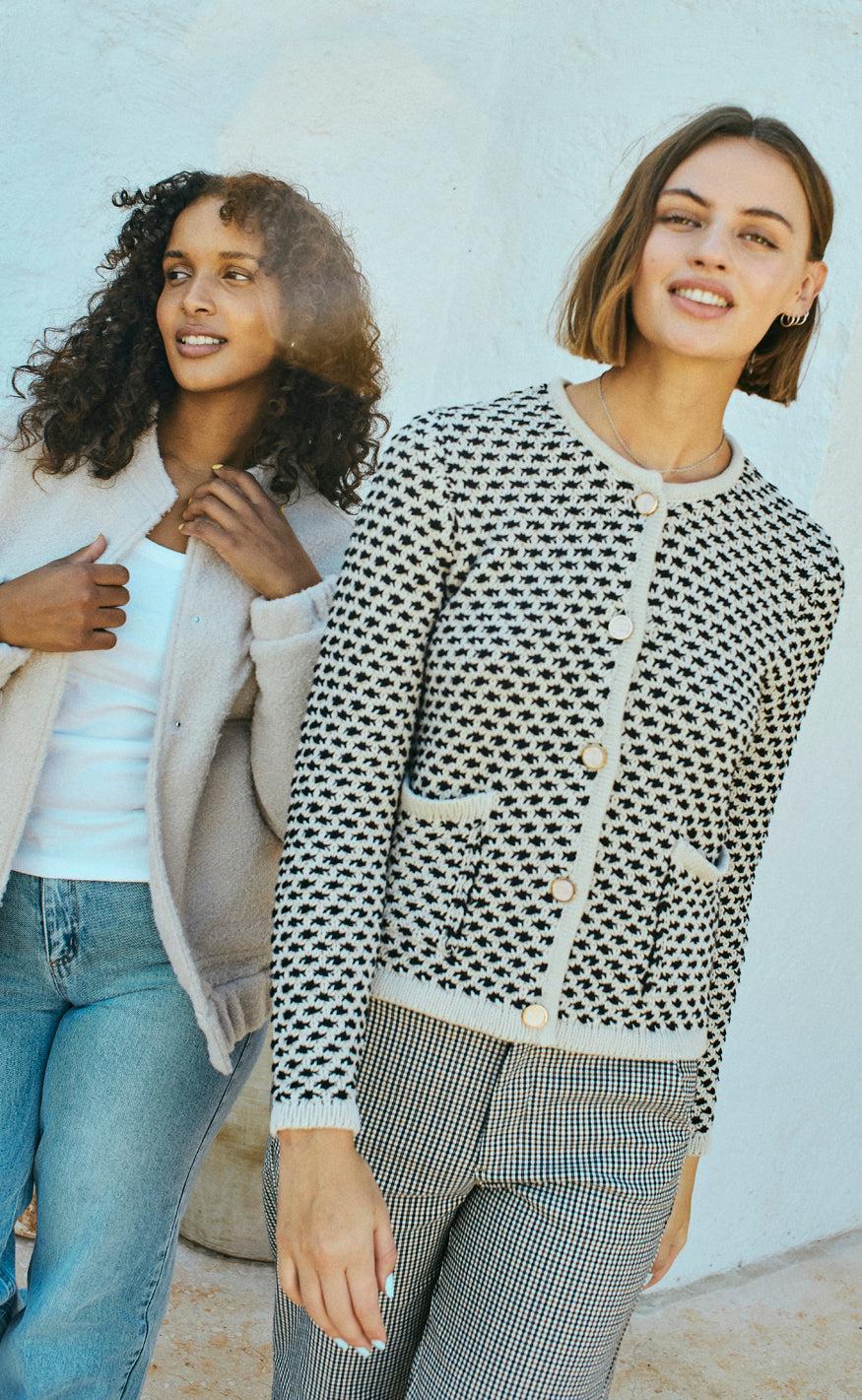 Freequent Cardigan - Cotla - Moonbeam w. Black
