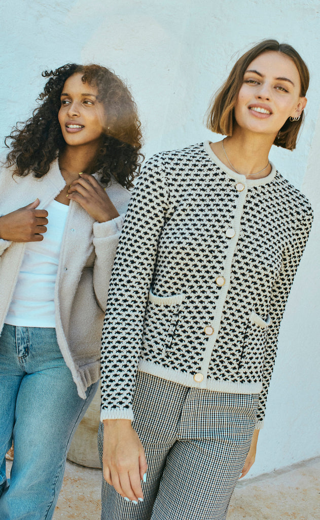 Freequent Cardigan - Cotla - Moonbeam w. Black
