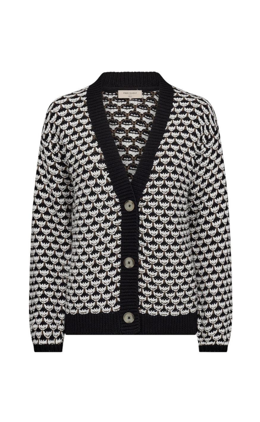 Freequent Cardigan - Flippy - Black W. Off White