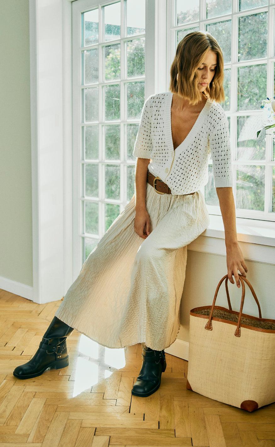Freequent Cardigan - Flotta - Star Off-White