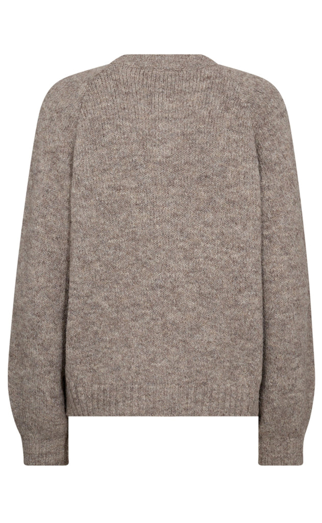 Freequent Cardigan - Louisa Blomsterknap - Desert Taupe Melange