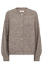 Freequent Cardigan - Louisa Blomsterknap - Desert Taupe Melange