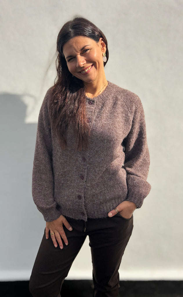 Freequent Cardigan - Louisa - Coffee Bean Melange