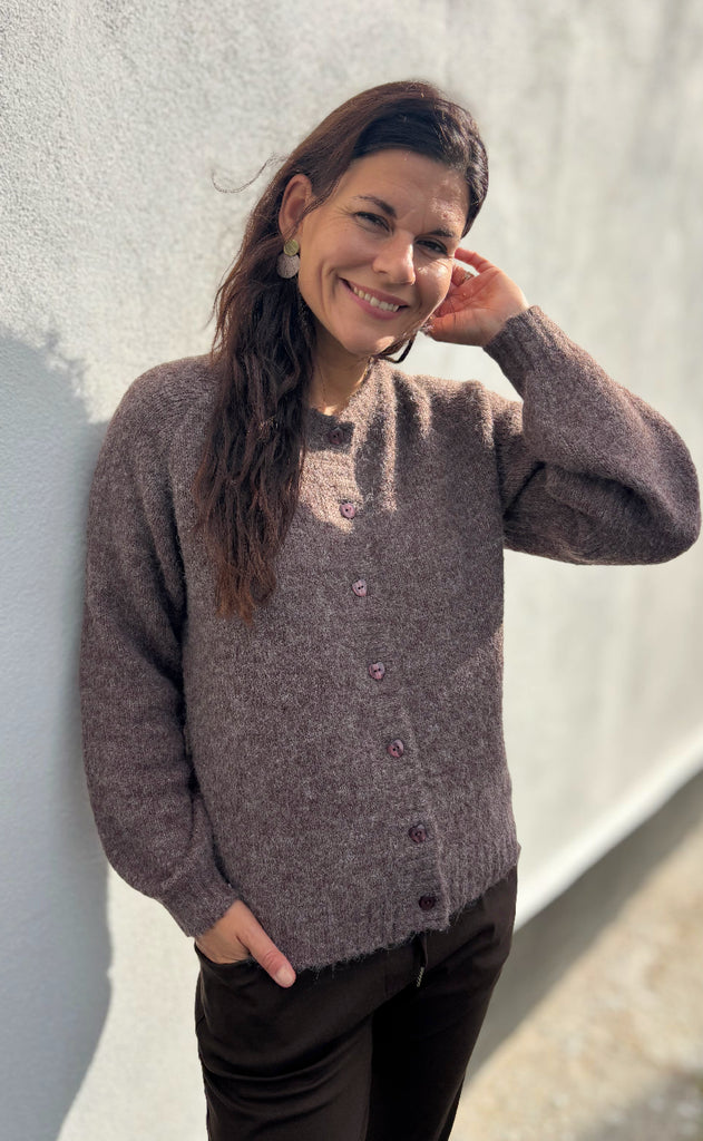 Freequent Cardigan - Louisa - Coffee Bean Melange