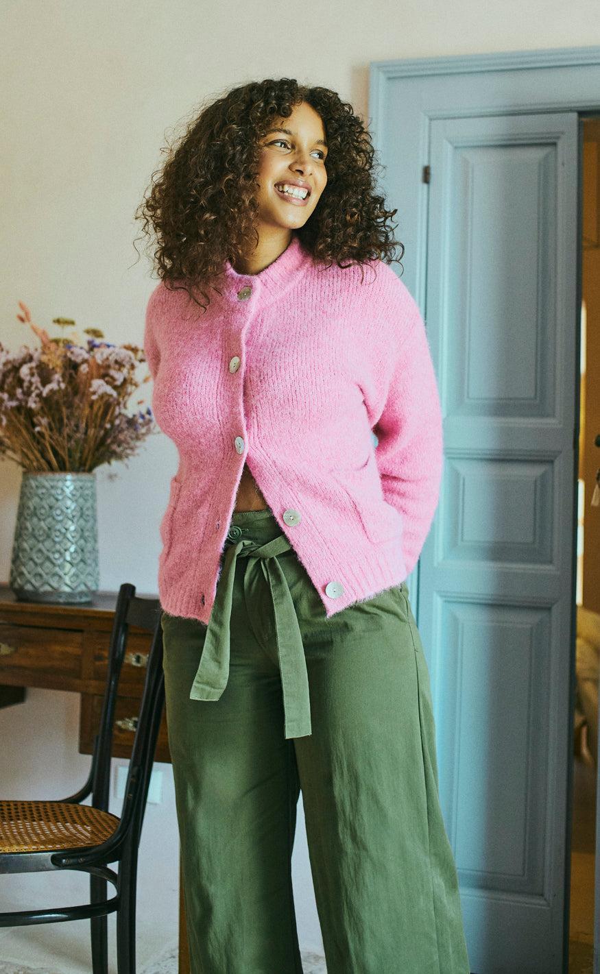 Freequent Cardigan - Louisa - Fuchsia Pink