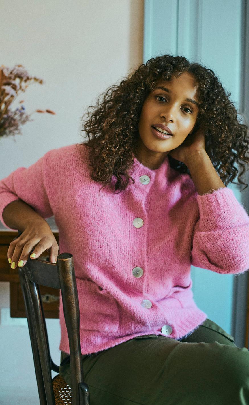 Freequent Cardigan - Louisa - Fuchsia Pink