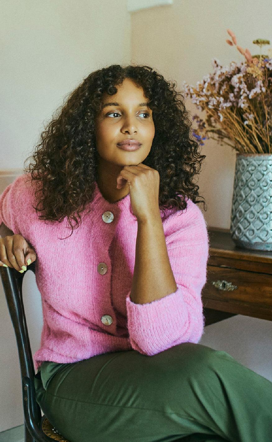 Freequent Cardigan - Louisa - Fuchsia Pink