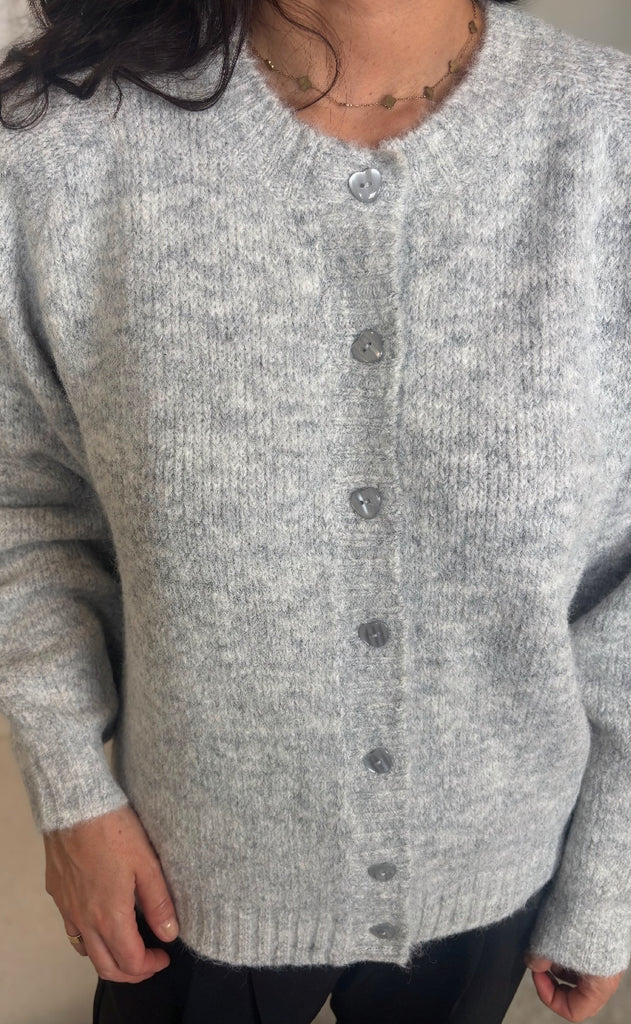 Freequent Cardigan - Louisa - Light Grey Melange