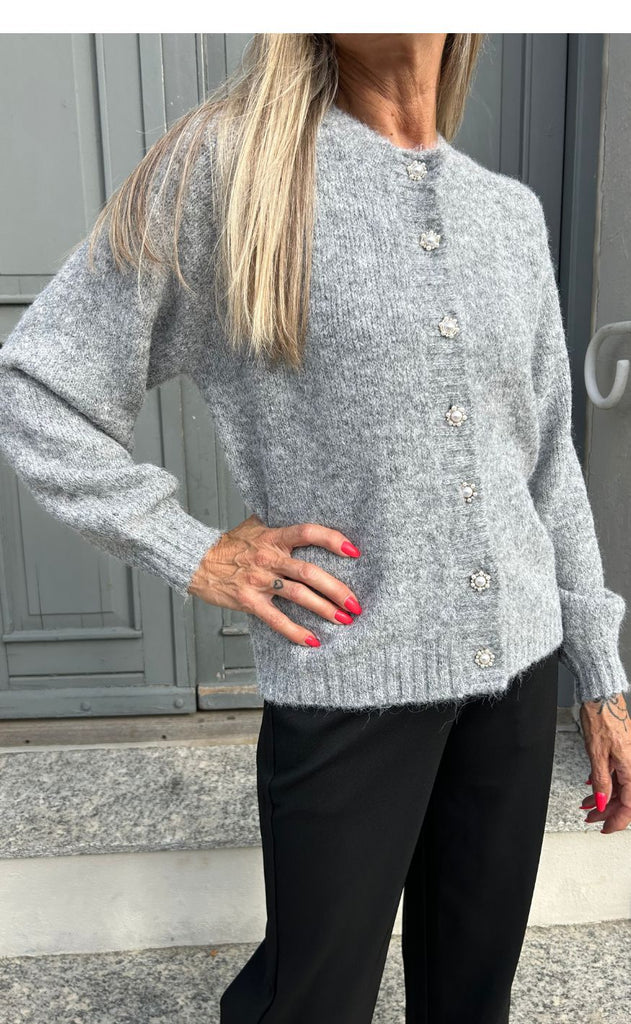 Freequent Cardigan - Louisa - Medium Grey Melange