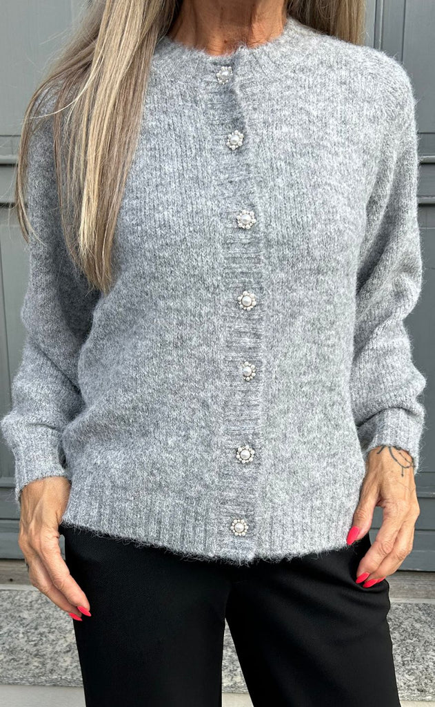 Freequent Cardigan - Louisa - Medium Grey Melange