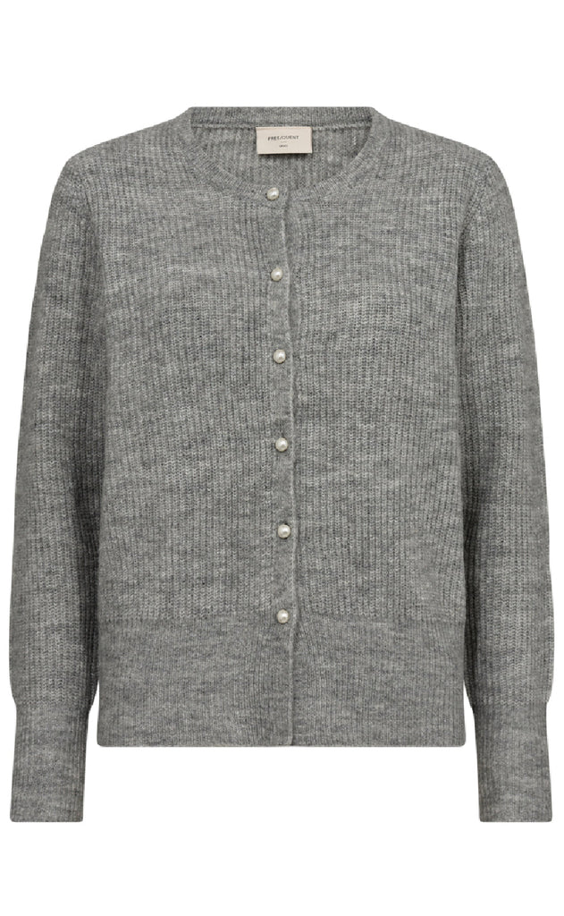 Freequent Cardigan - Pearl - Medium Grey Melange