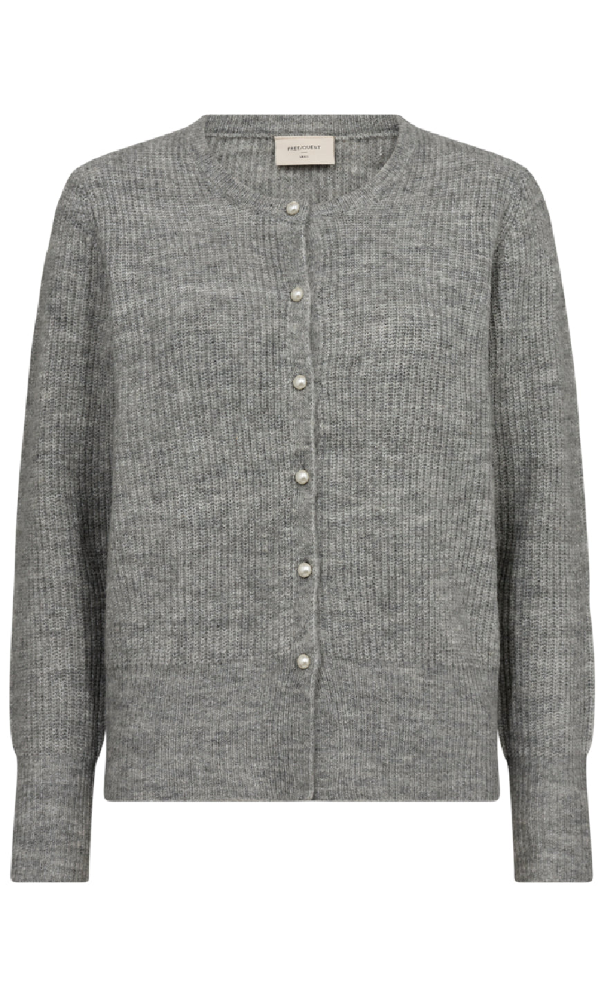 Freequent Cardigan - Pearl - Medium Grey Melange