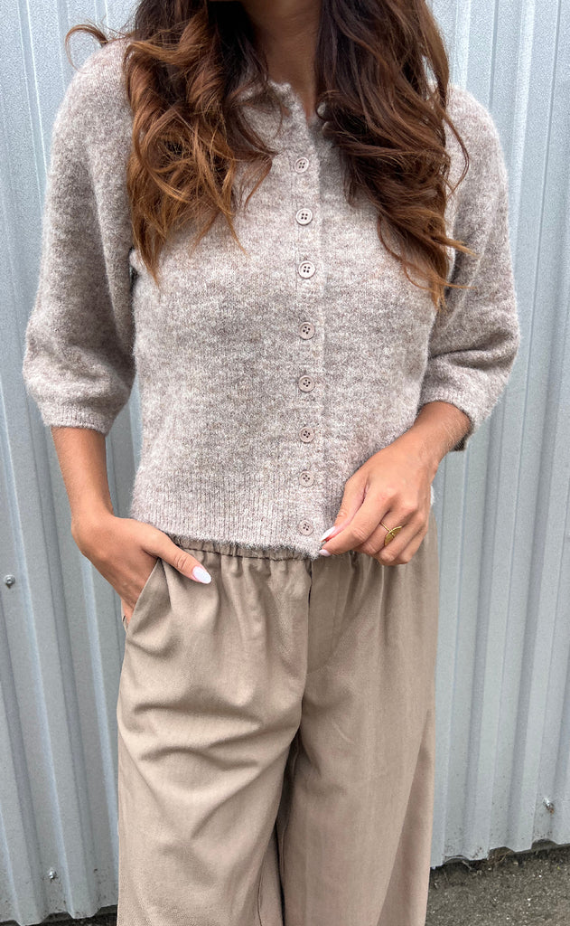Freequent Cardigan - Sammie - Desert Taupe Melange